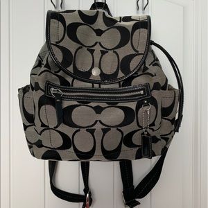 Coach Signature Jacquard Backpack in Black